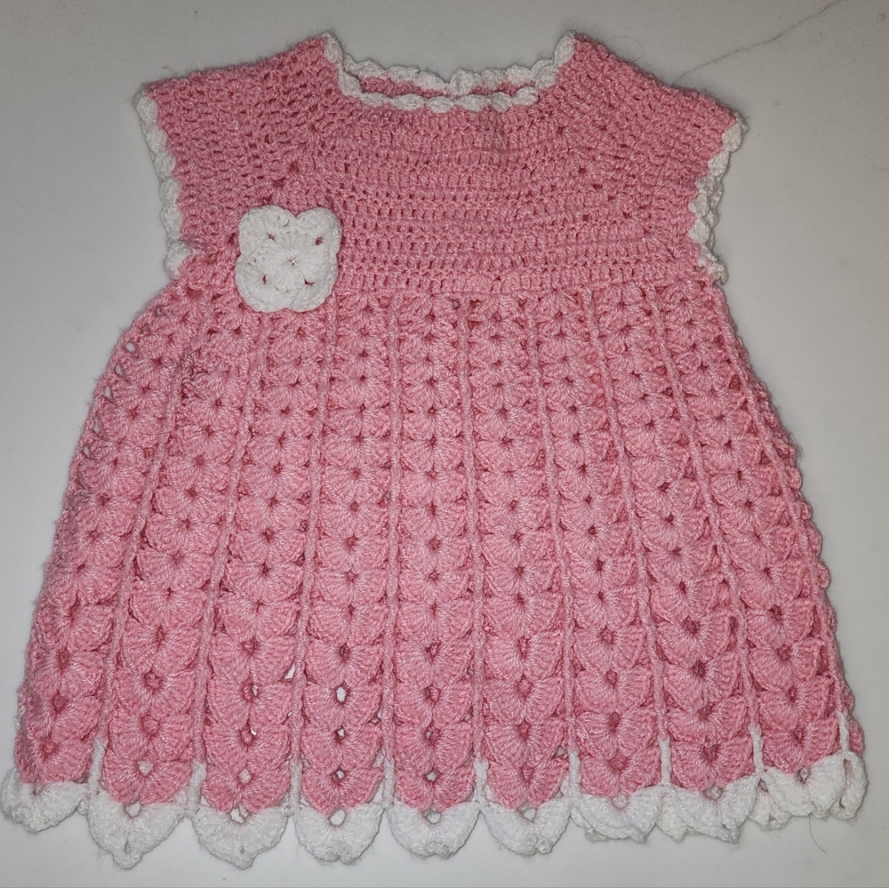 Pink Crochet Kids Casual Dress
